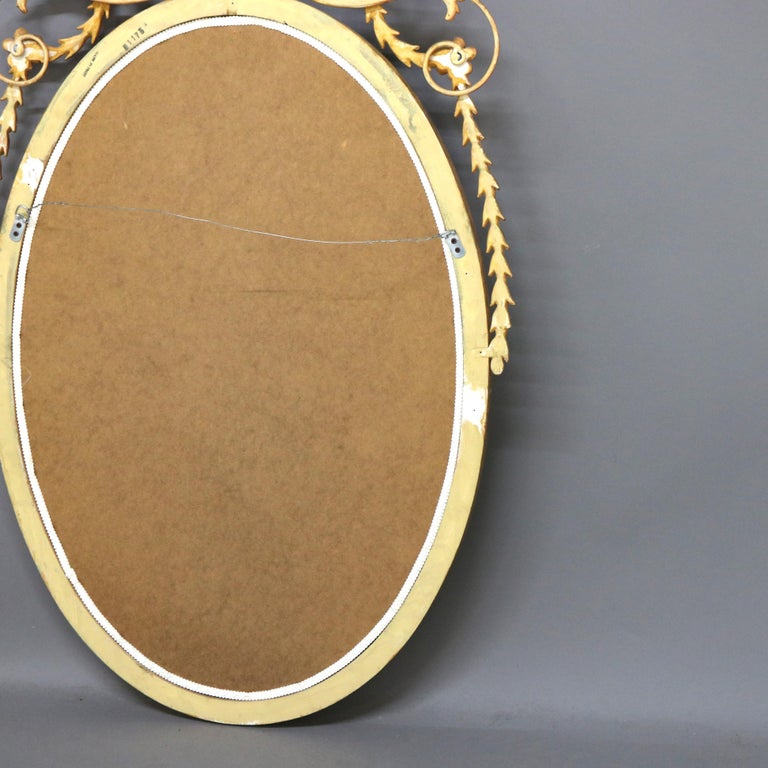 Antique Oversized French Giltwood Wall Mirror with Silver Embellishments