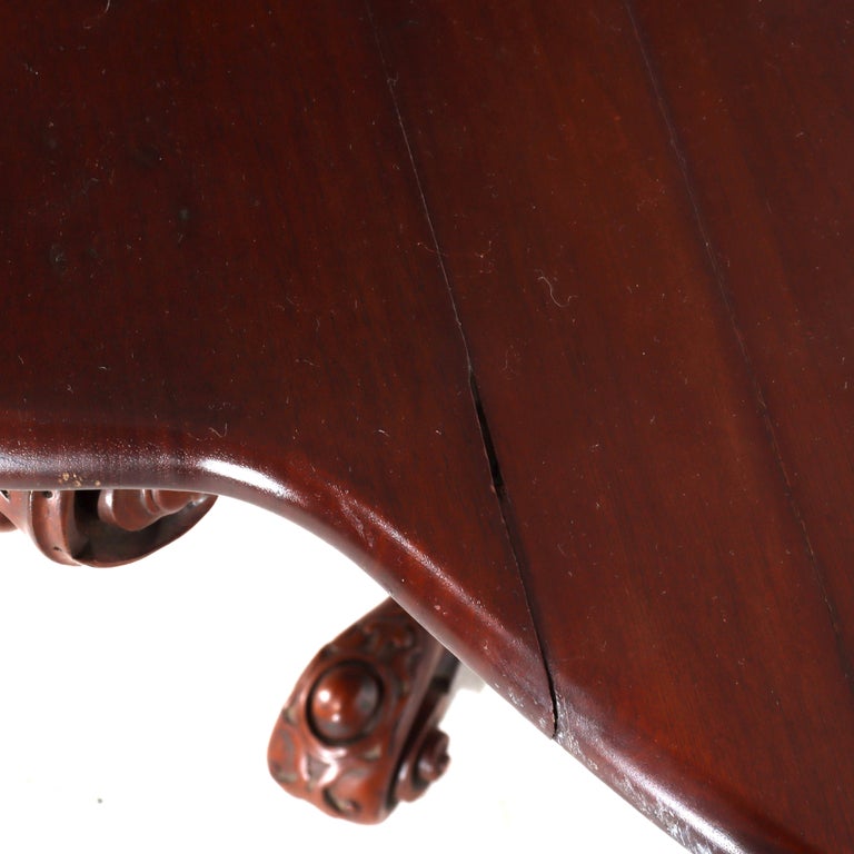Antique Rococo Carved Mahogany Turtle Top Center Table C1890