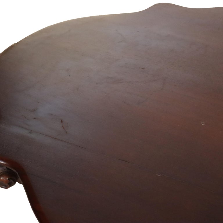 Antique Rococo Carved Mahogany Turtle Top Center Table C1890