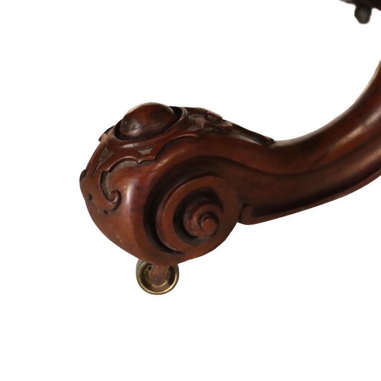 Antique Rococo Carved Mahogany Turtle Top Center Table C1890
