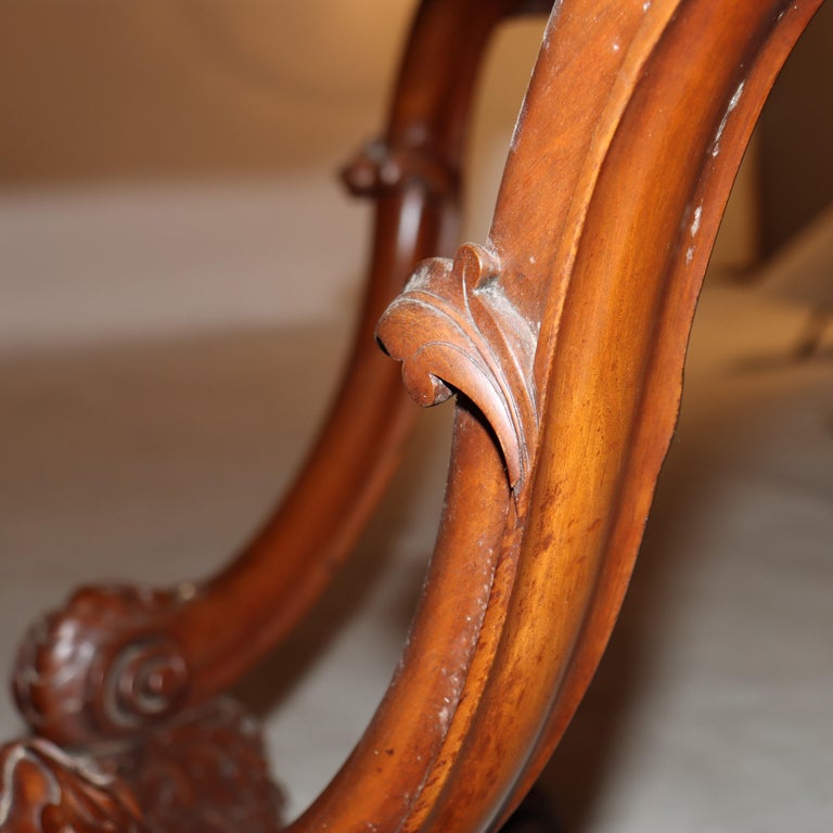 Antique Rococo Carved Mahogany Turtle Top Center Table C1890