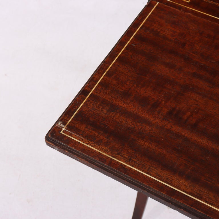 Antique Mahogany & Inlay 3-Drawer Sewing Stand C1920