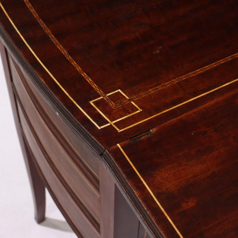 Antique Mahogany & Inlay 3-Drawer Sewing Stand C1920