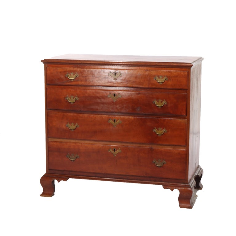 Antique Chippendale Cherry Graduated 4-Drawer Chest C1800