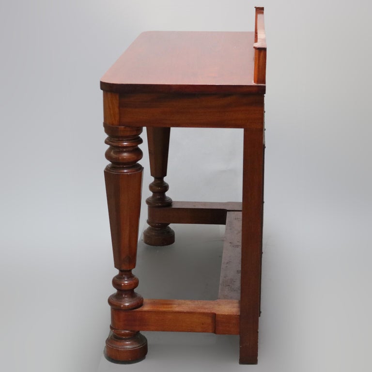 Antique Classical Empire Mahogany Mirrored Pier Table with Balustrade Legs C1900