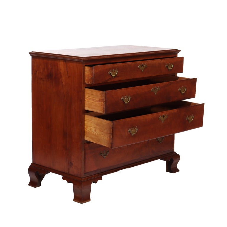 Antique Chippendale Cherry Graduated 4-Drawer Chest C1800