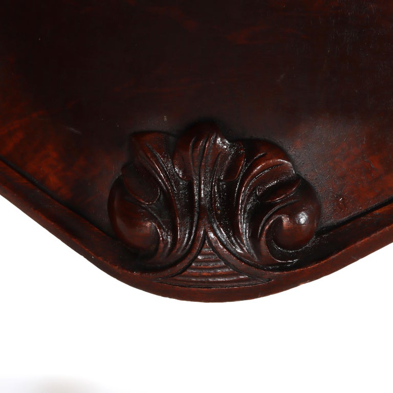 Antique Rococo Revival Carved Walnut Rouge Marble Top Pier Mirror c1890