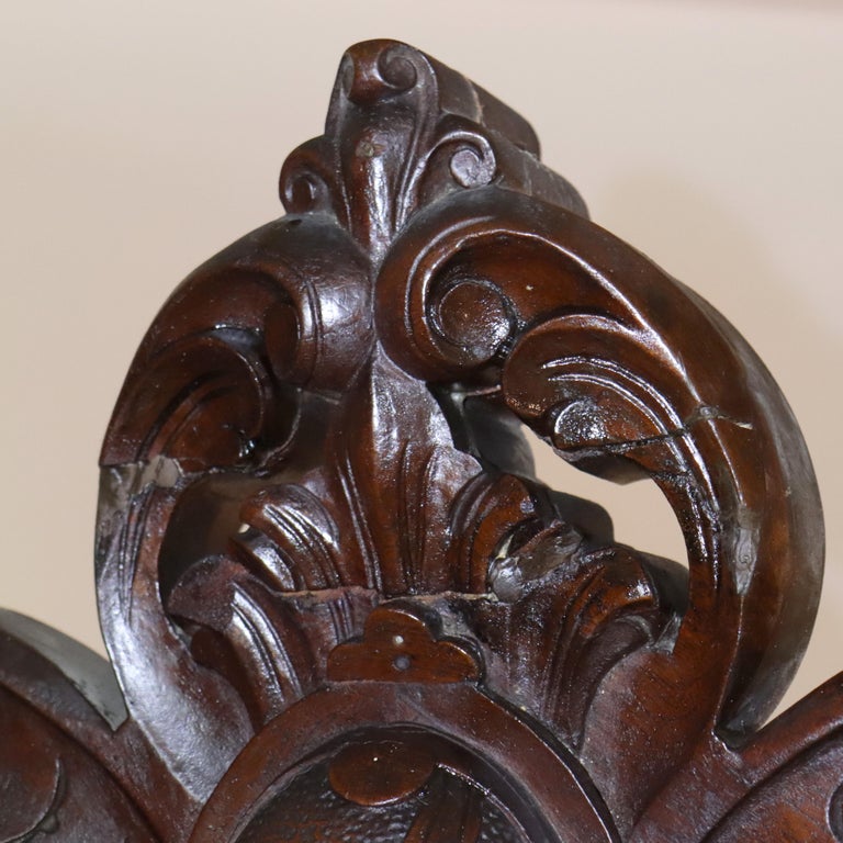 Antique Rococo Revival Carved Walnut Rouge Marble Top Pier Mirror c1890