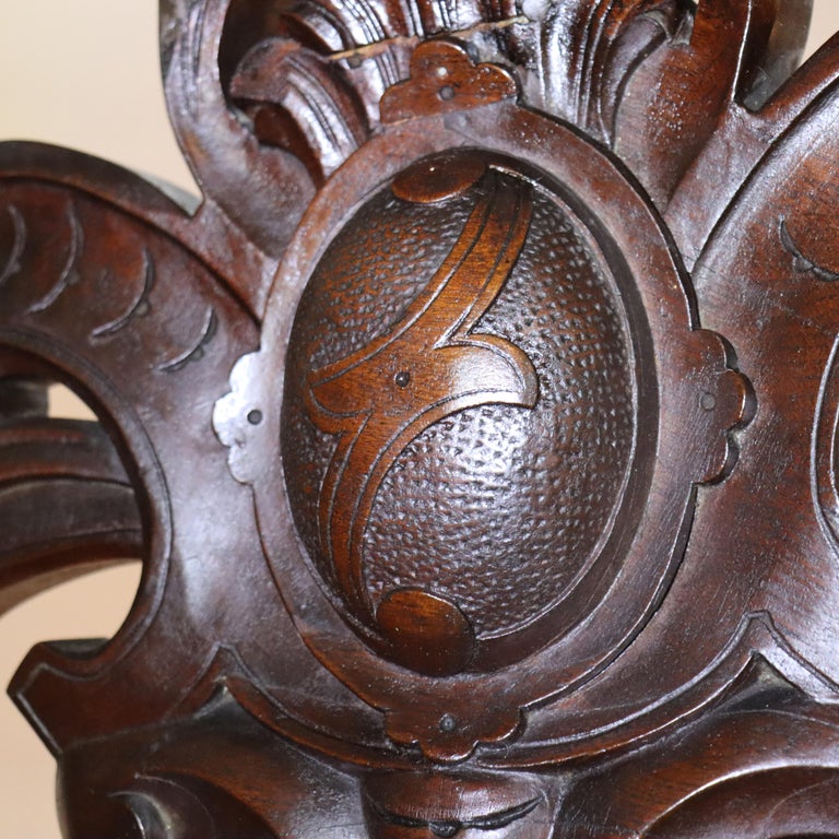 Antique Rococo Revival Carved Walnut Rouge Marble Top Pier Mirror c1890
