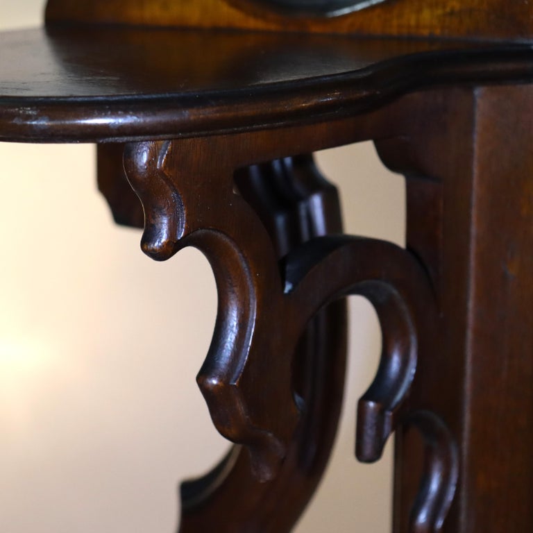 Antique Rococo Revival Carved Walnut Rouge Marble Top Pier Mirror c1890