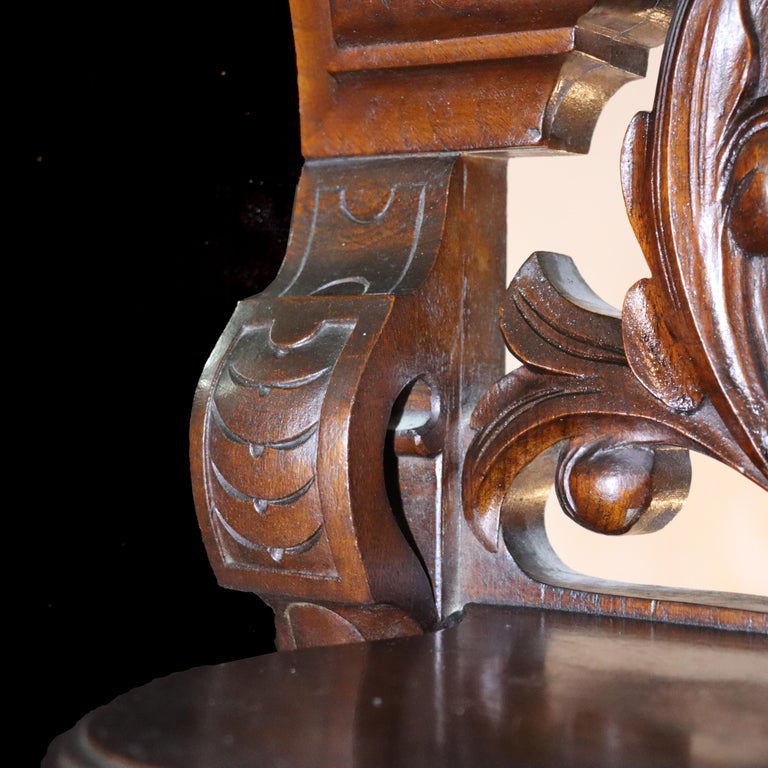Antique Rococo Revival Carved Walnut Rouge Marble Top Pier Mirror c1890