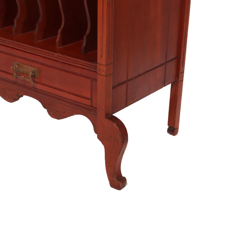 Eastlake Style Chip Carved Cherry & Ormolu Drop Front Music Cabinet Stand C1890