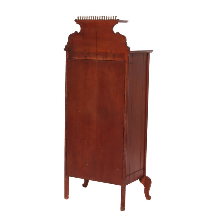 Eastlake Style Chip Carved Cherry & Ormolu Drop Front Music Cabinet Stand C1890