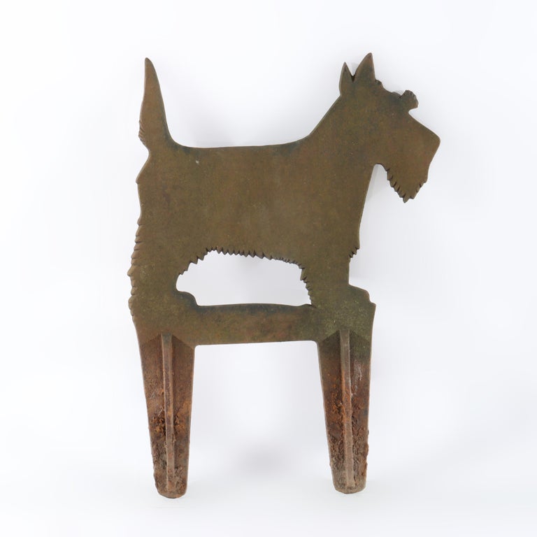 Antique Americana Wrought Iron Scottie Dog Silhouette Garden Sculpture C1920
