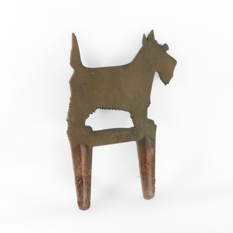 Antique Americana Wrought Iron Scottie Dog Silhouette Garden Sculpture C1920