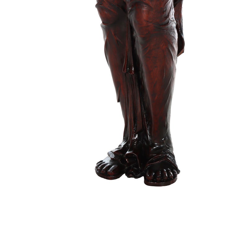 Antique Full Size Carved Mahogany Caryatid Figure Of A Classical Woman c1880