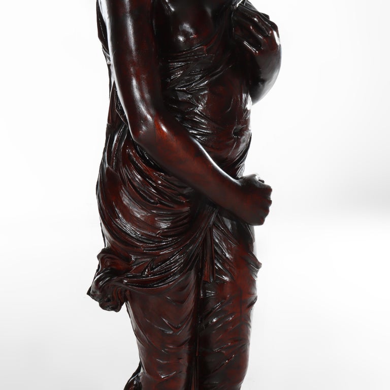 Antique Full Size Carved Mahogany Caryatid Figure Of A Classical Woman c1880