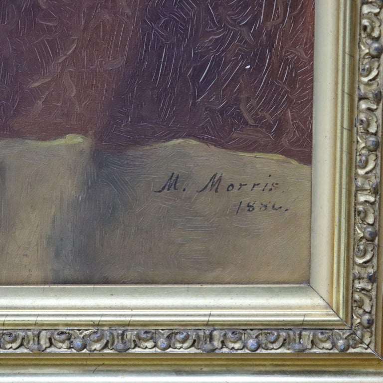 Gilt Framed Oil On Canvas Music Themed Painting With Banjo By M. Morris C1886