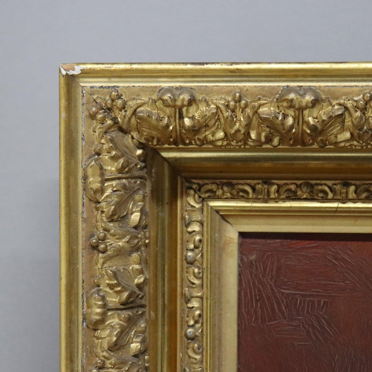 Gilt Framed Oil On Canvas Music Themed Painting With Banjo By M. Morris C1886