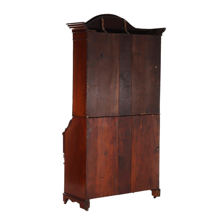 Antique Neoclassical Renaissance Revival Flame Mahogany Drop Front Secretary