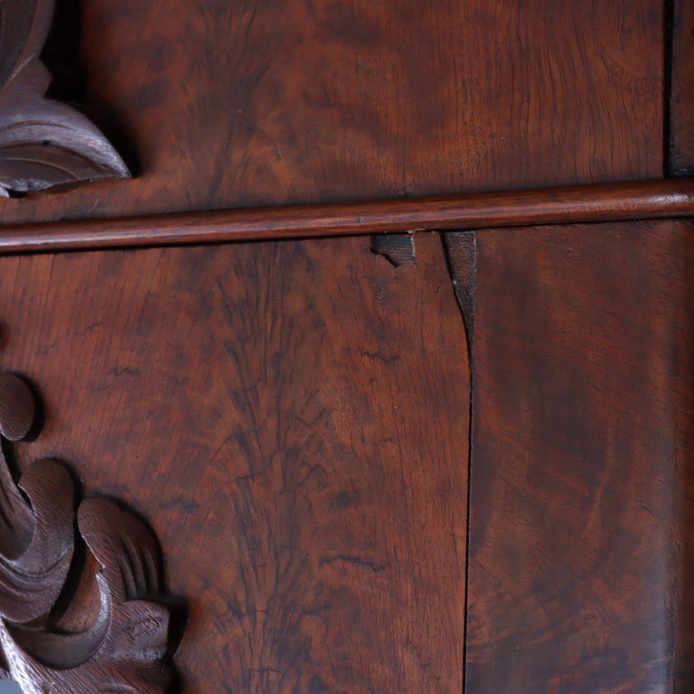 Antique Neoclassical Renaissance Revival Flame Mahogany Drop Front Secretary