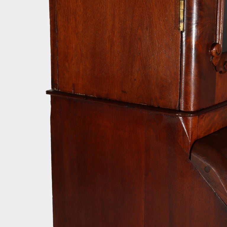 Antique Neoclassical Renaissance Revival Flame Mahogany Drop Front Secretary