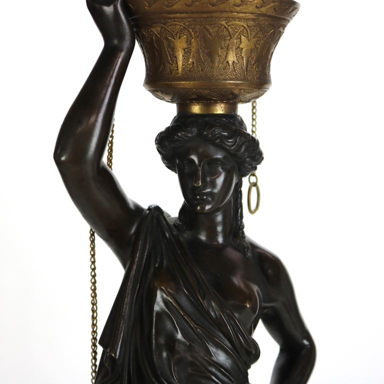 Antique Classical Bronze Sculptural Eight Light Candelabra C1890