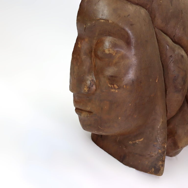 Antique Carved Pine Maidenhead Ship Mast From The Strathmont Museum/Estate 18thC