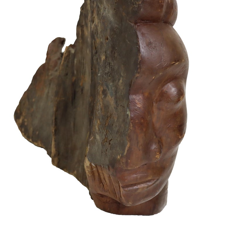 Antique Carved Pine Maidenhead Ship Mast From The Strathmont Museum/Estate 18thC