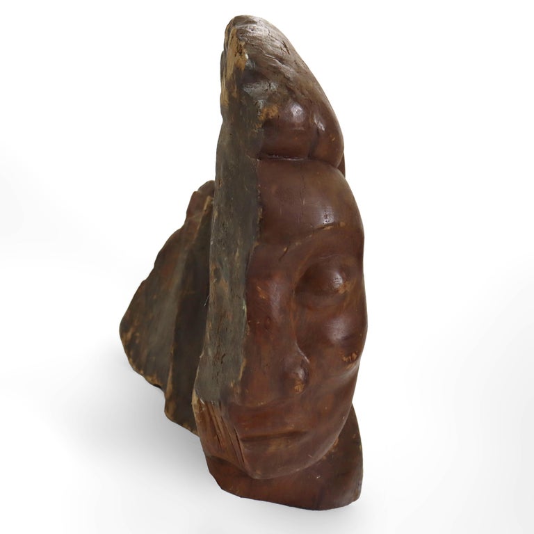 Antique Carved Pine Maidenhead Ship Mast From The Strathmont Museum/Estate 18thC