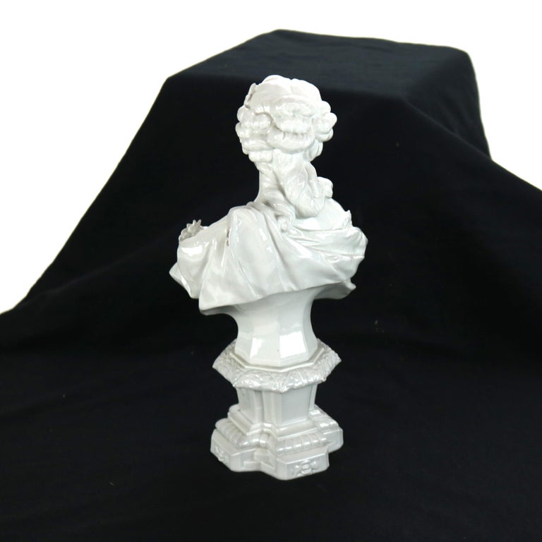Antique Blanc De Chine Classical Pottery Bust of a Woman Signed C1890