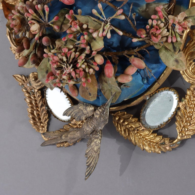 Antique French Victorian Figural & Floral Brass & Mirrored Marriage Crown c1890