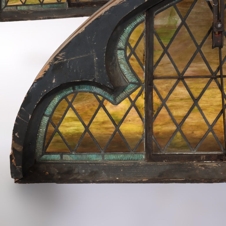 Five Tiffany Studios Gothic Revival, Stained Glass Transom Windows, Phila, C1900