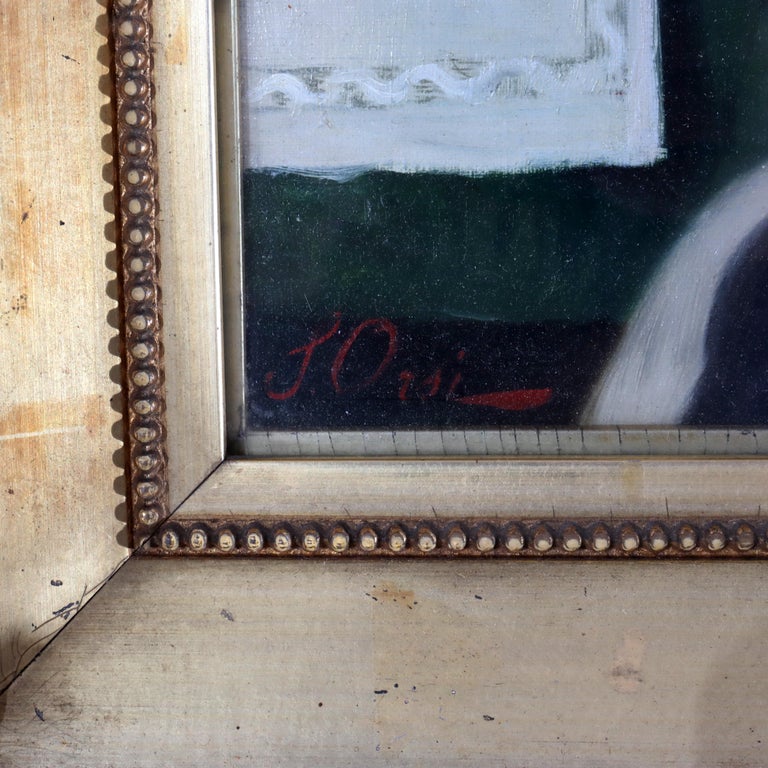 Oil On Canvas Genre Scene Painting Of 2 Cardinals By J. Orsi C1890