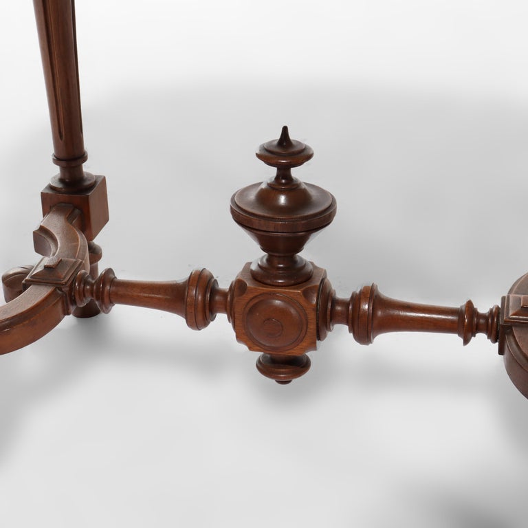 Antique Renaissance Revival Walnut Turtle Top Side Table C1890