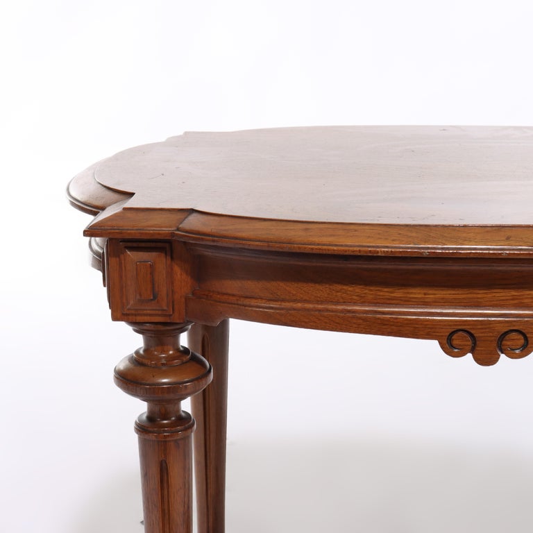 Antique Renaissance Revival Walnut Turtle Top Side Table C1890
