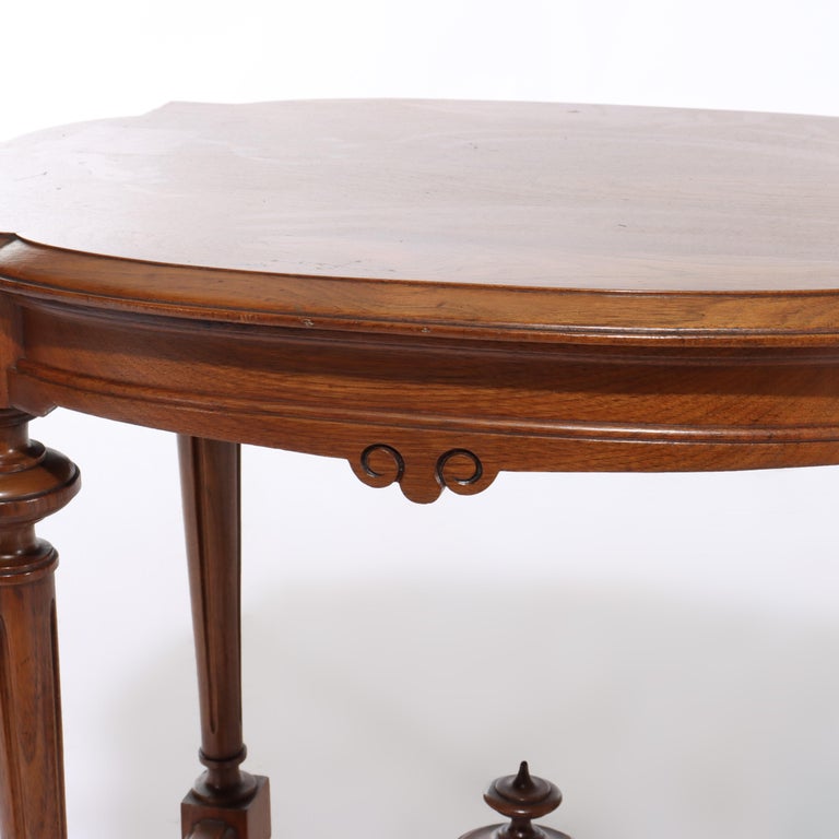 Antique Renaissance Revival Walnut Turtle Top Side Table C1890