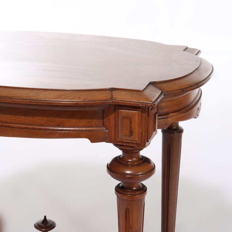 Antique Renaissance Revival Walnut Turtle Top Side Table C1890