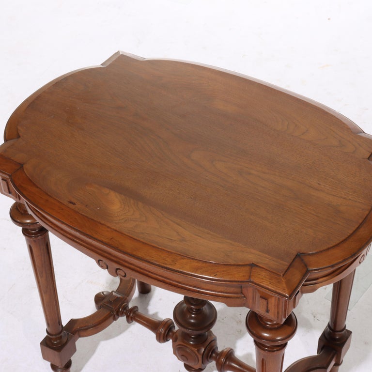 Antique Renaissance Revival Walnut Turtle Top Side Table C1890