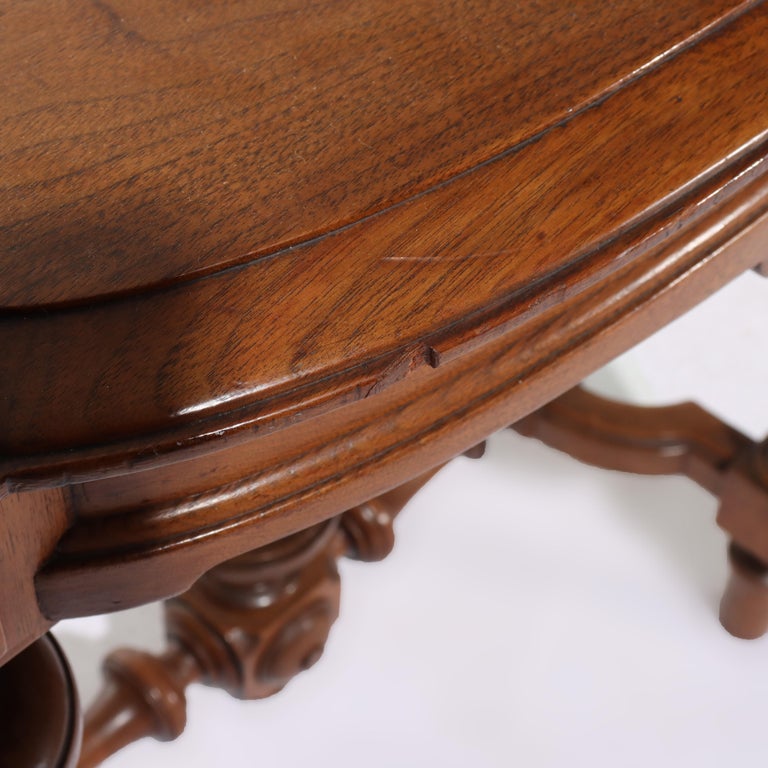 Antique Renaissance Revival Walnut Turtle Top Side Table C1890