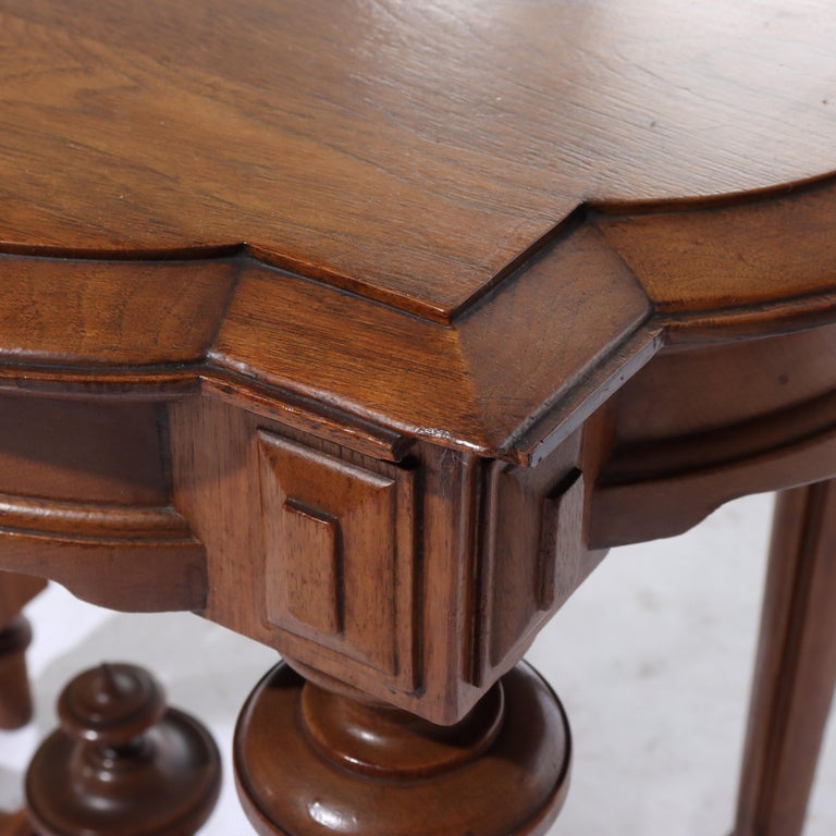 Antique Renaissance Revival Walnut Turtle Top Side Table C1890