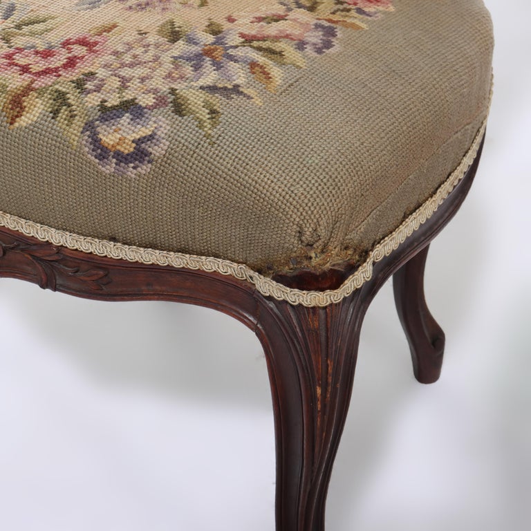 Antique French Louis XV Style Needlepoint Tapestry Lady’s Chair C1890