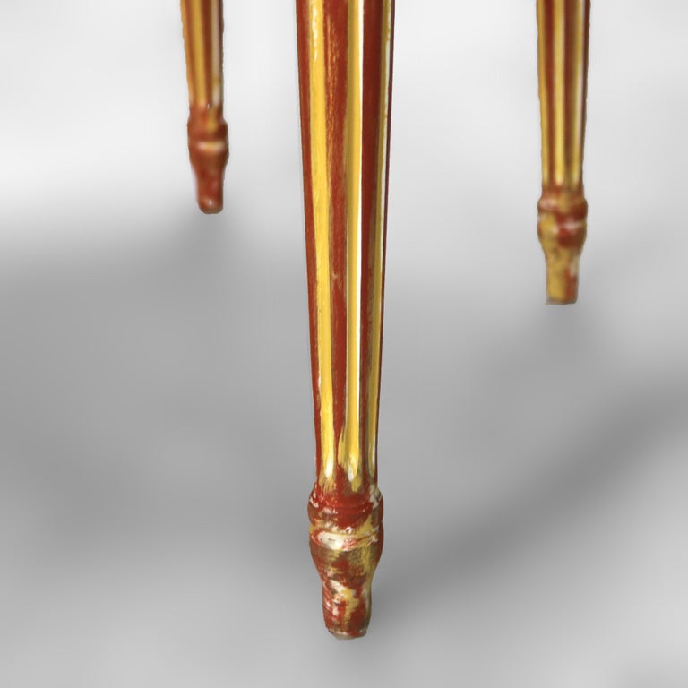 Four Vintage Louis XV Polychromed & Pressed Cane Parlor Chairs C1940