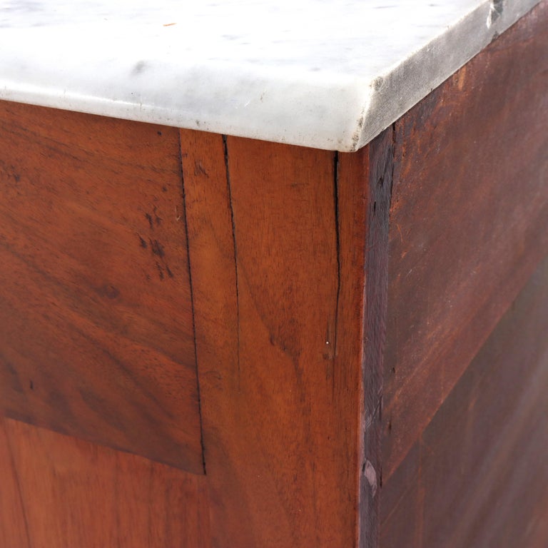 Antique Eastlake School Walnut & Burl Three Drawer Marble Top Commode C1890