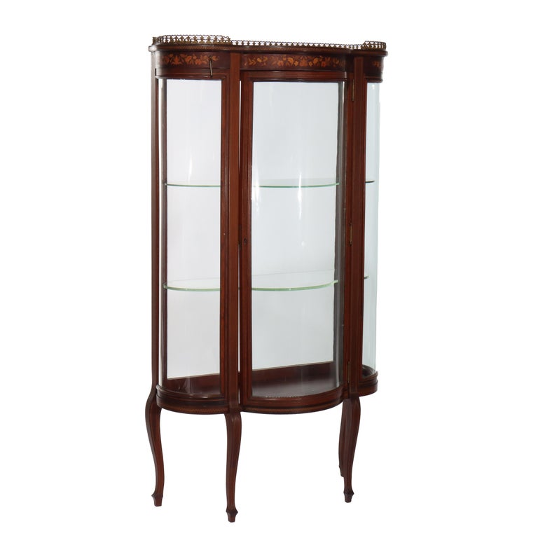 Antique RJ Horner Inlaid Mahogany & Marquetry Vitrine 19thC
