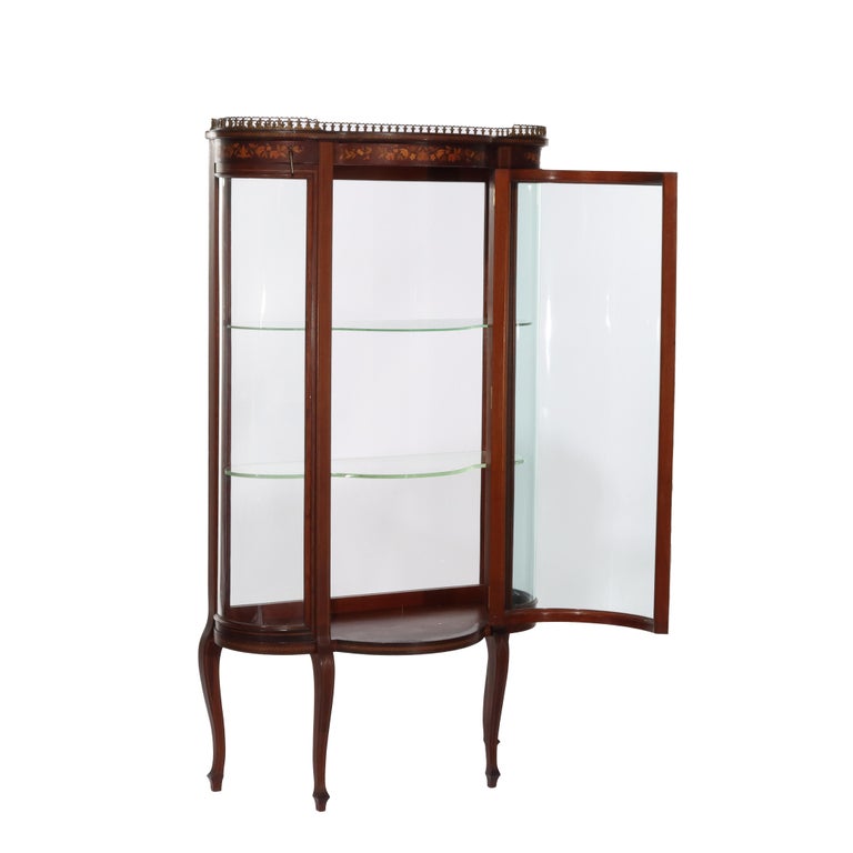 Antique RJ Horner Inlaid Mahogany & Marquetry Vitrine 19thC