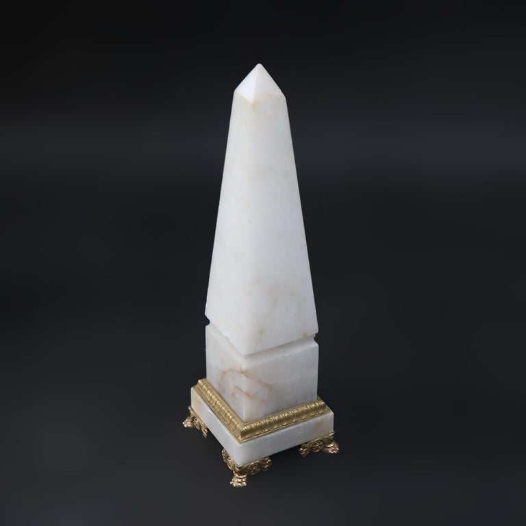 Pair of Antique French Marble Obelisks with Ormolu Mounts C1890
