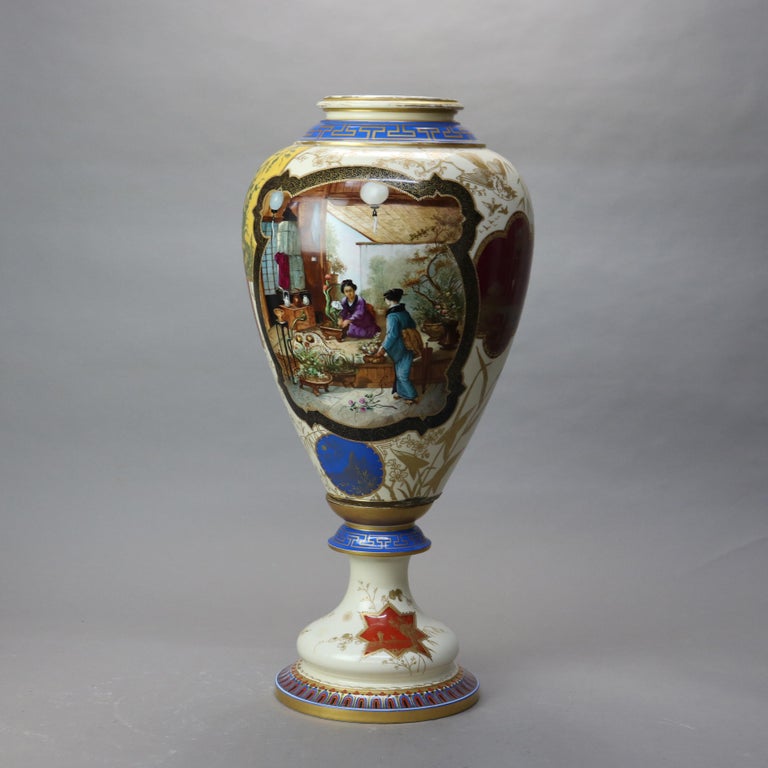 Large Antique Sevres Aesthetic Japonesque Porcelain Floor Vase “The Vatican”