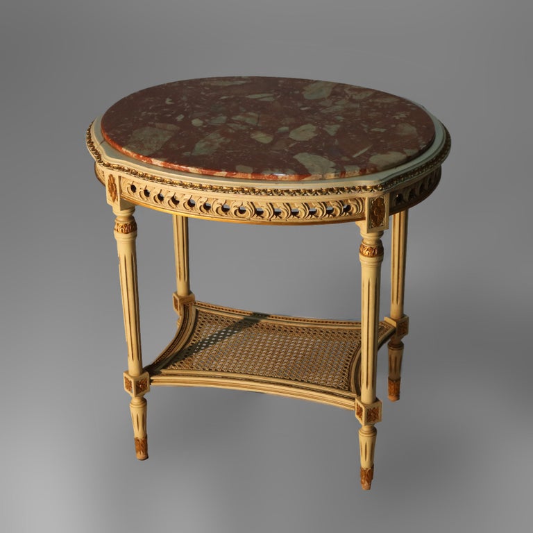 Antique French Louis XVI Gilt Wood & Rouge Marble Stand c1930