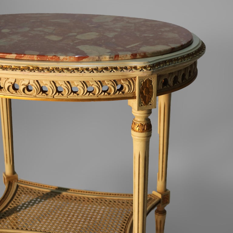 Antique French Louis XVI Gilt Wood & Rouge Marble Stand c1930